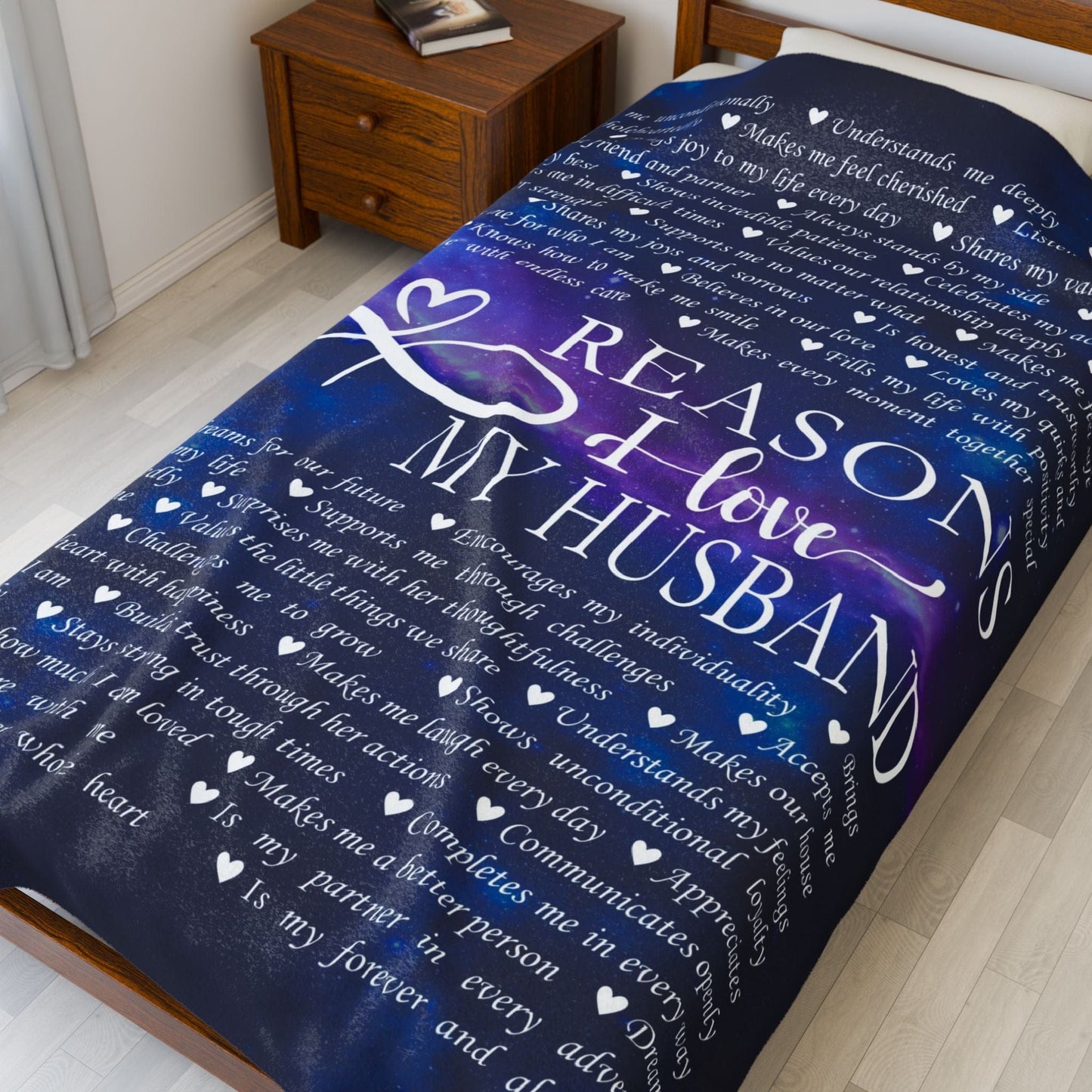 Customized Name Upload Blue Velveteen Plush Blanket