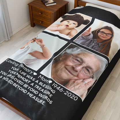 4 Photo Upload Velveteen Plush Blanket