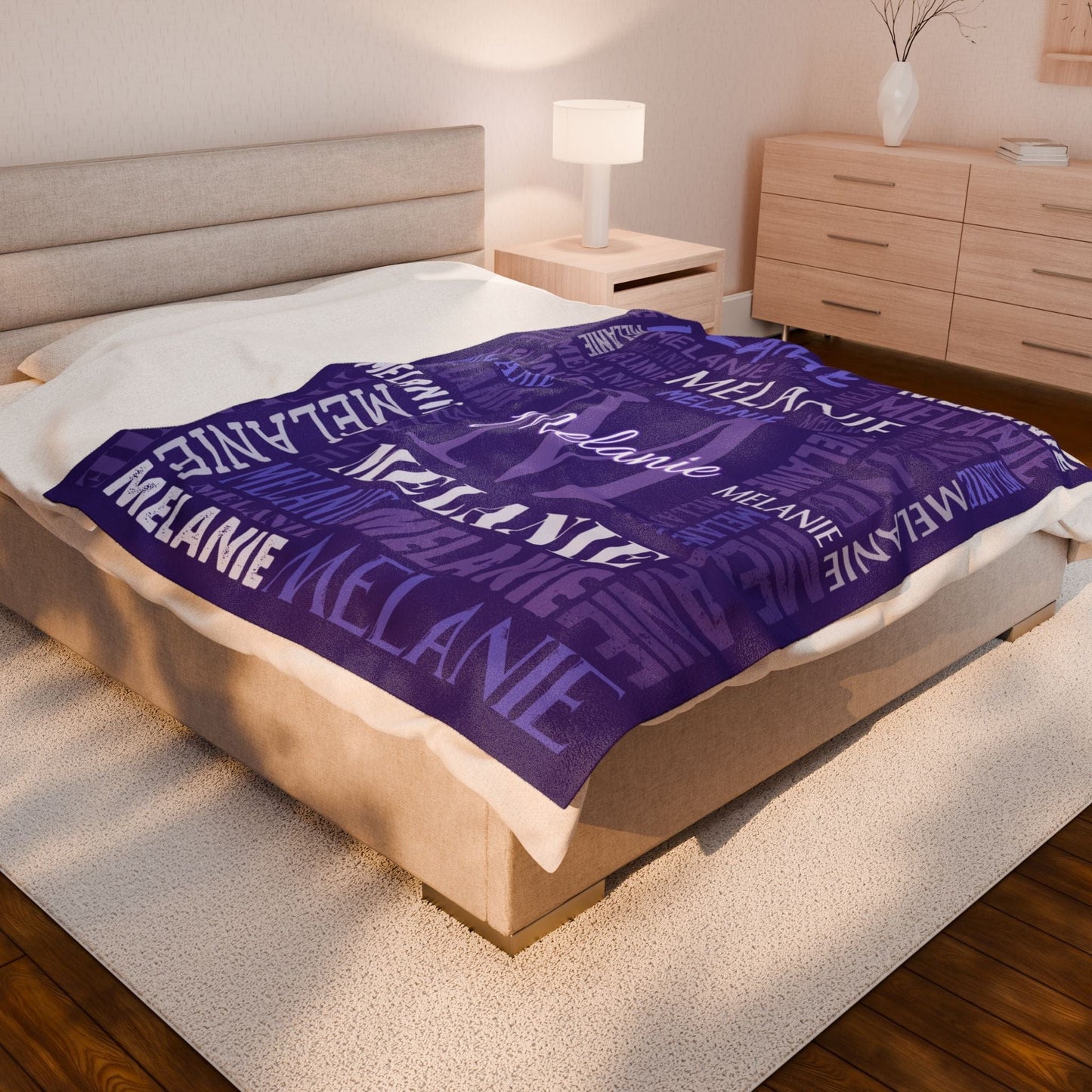 Personalized Name Upload Text Name Velveteen Plush Blanket