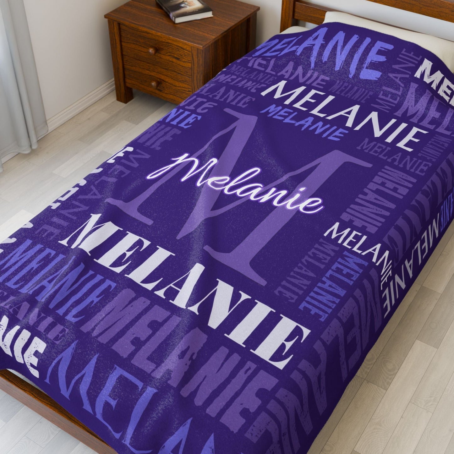 Personalized Name Upload Text Name Velveteen Plush Blanket