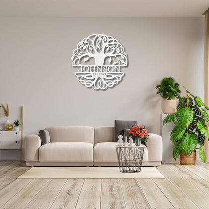 Custom Tree of Life Monogram Metal Wall Sign