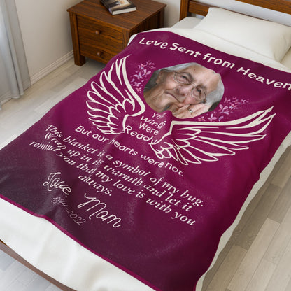 Love Sent From Heaven 1 Photo Upload Velveteen Plush Blanket