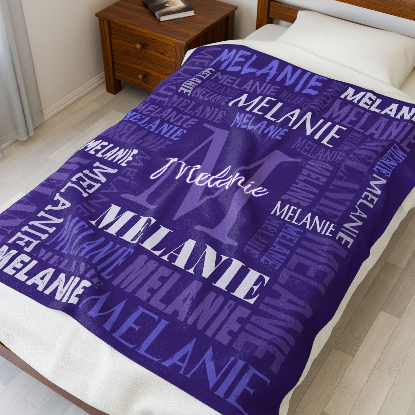 Personalized Name Upload Text Name Velveteen Plush Blanket