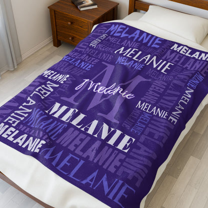 Personalized Name Upload Text Name Velveteen Plush Blanket