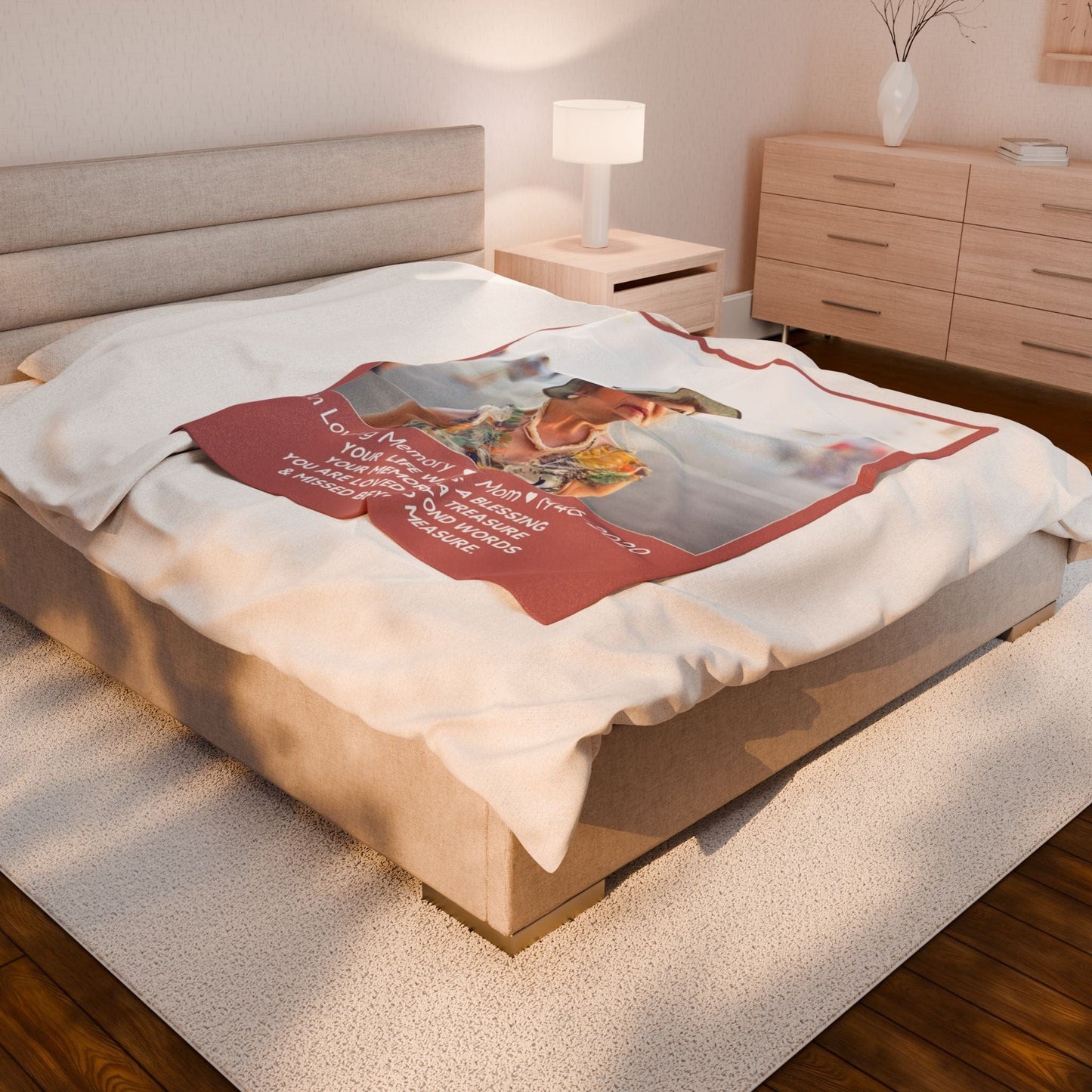 1 Photo Upload Blush Velveteen Plush Blanket