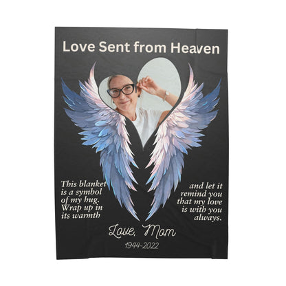 Love Sent From Heaven 1 Photo Upload Velveteen Plush Blanket