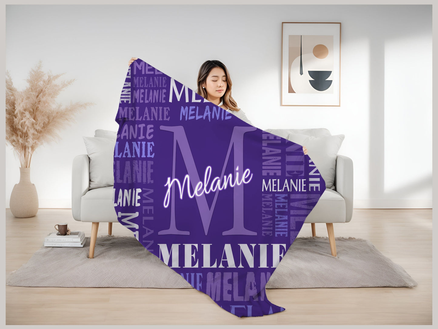 Personalized Name Upload Text Name Velveteen Plush Blanket