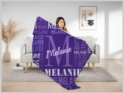 Personalized Name Upload Text Name Velveteen Plush Blanket
