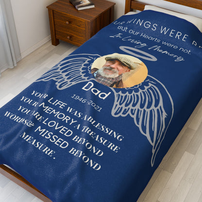 Your Wings 1 Photo Upload Velveteen Plush Blanket
