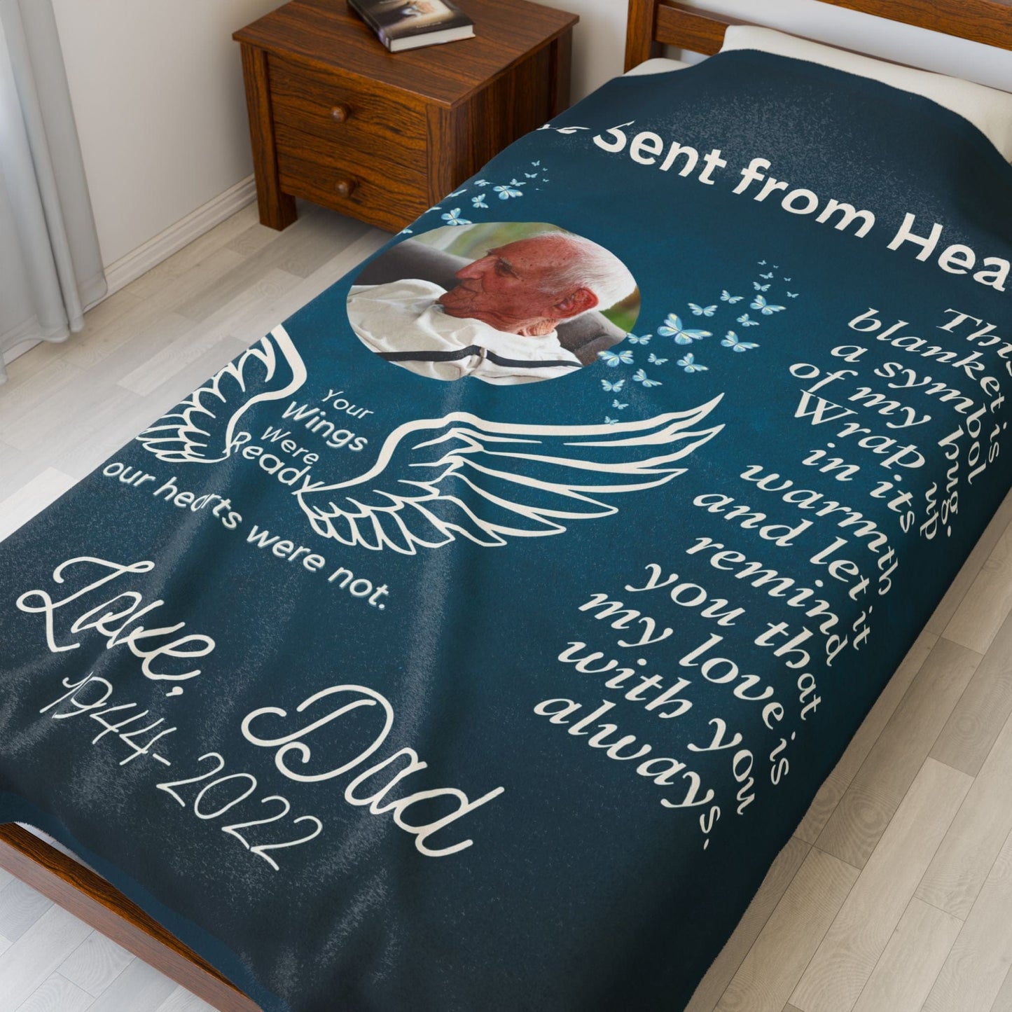 Love Sent From Heaven 1 Photo Upload Velveteen Plush Blanket