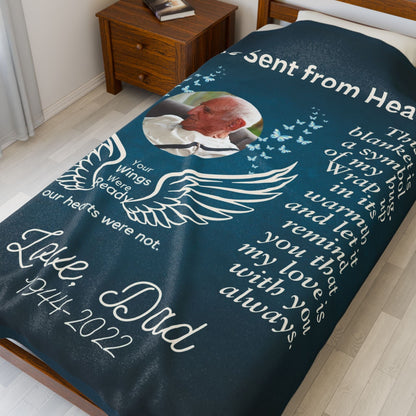 Love Sent From Heaven 1 Photo Upload Velveteen Plush Blanket