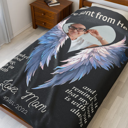 Love Sent From Heaven 1 Photo Upload Velveteen Plush Blanket