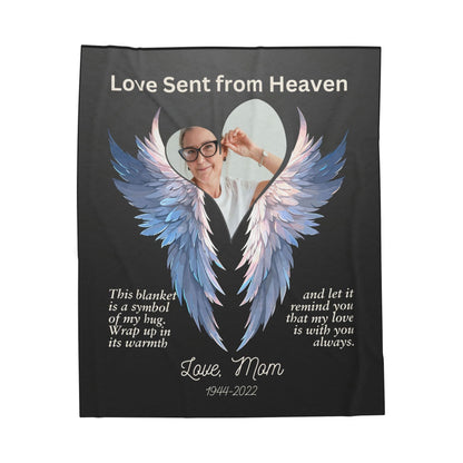 Love Sent From Heaven 1 Photo Upload Velveteen Plush Blanket