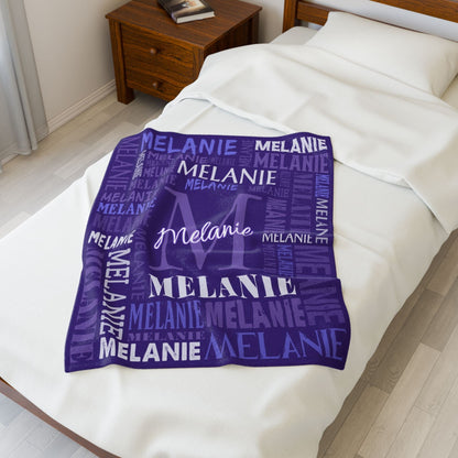 Personalized Name Upload Text Name Velveteen Plush Blanket