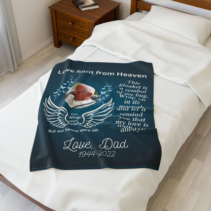 Love Sent From Heaven 1 Photo Upload Velveteen Plush Blanket