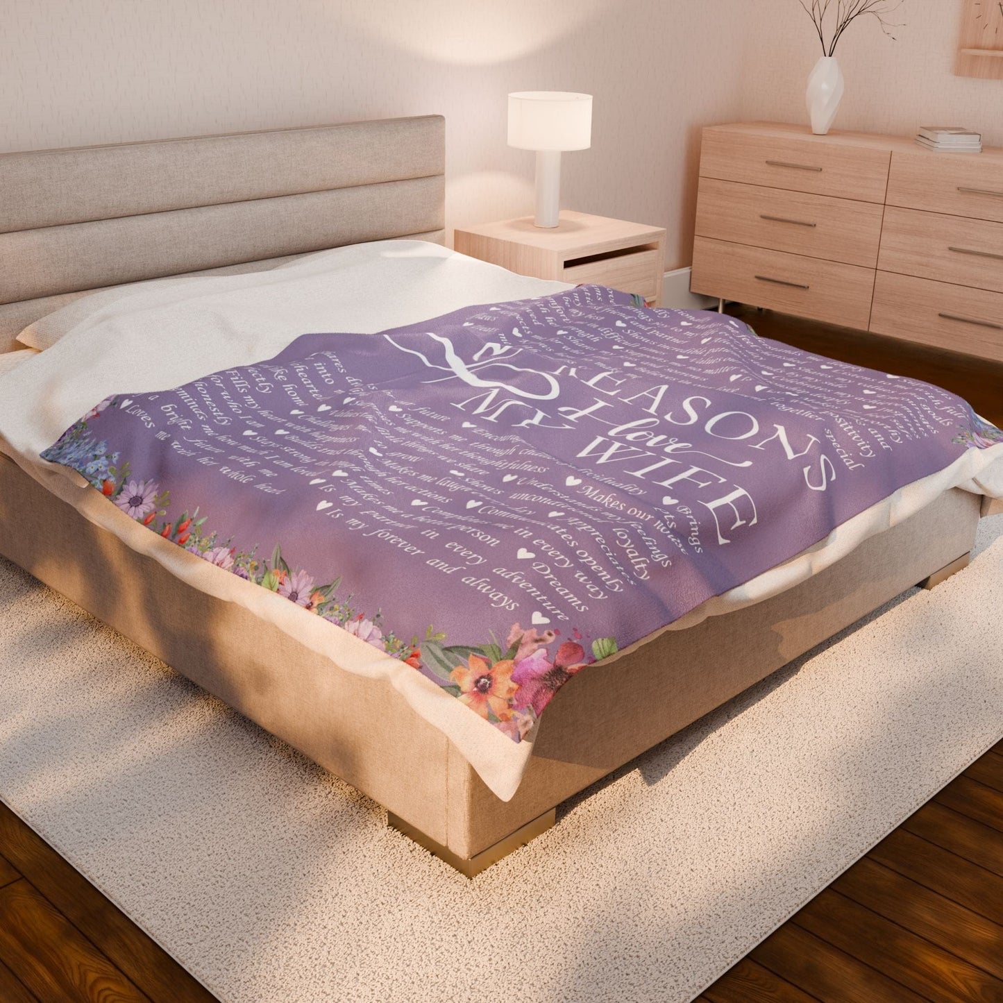 Personalized Name Upload Purple Velveteen Plush Blanket