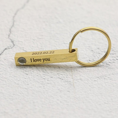 Custom Photo Upload Text Safe Keyring Gift Men and Women Jewelry