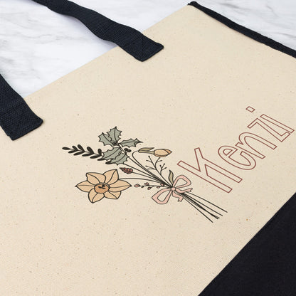 Custom Name December Birthflower Totebag