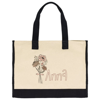 Custom Name November Birthflower Totebag