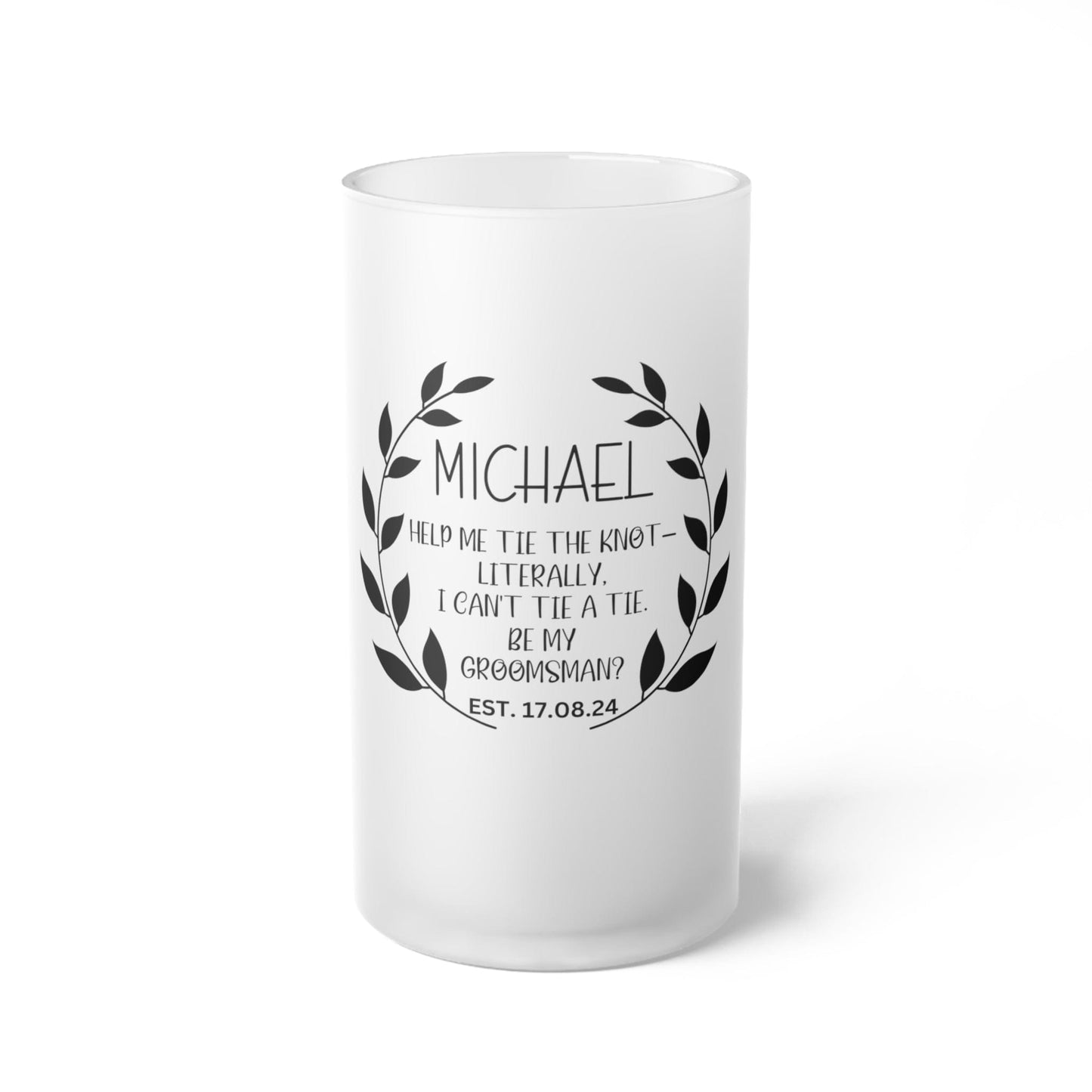 Custom Groomsmen Proposal Frosted Glass Beer Mug