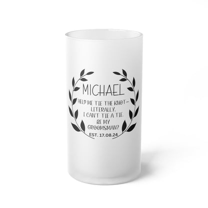 Custom Groomsmen Proposal Frosted Glass Beer Mug
