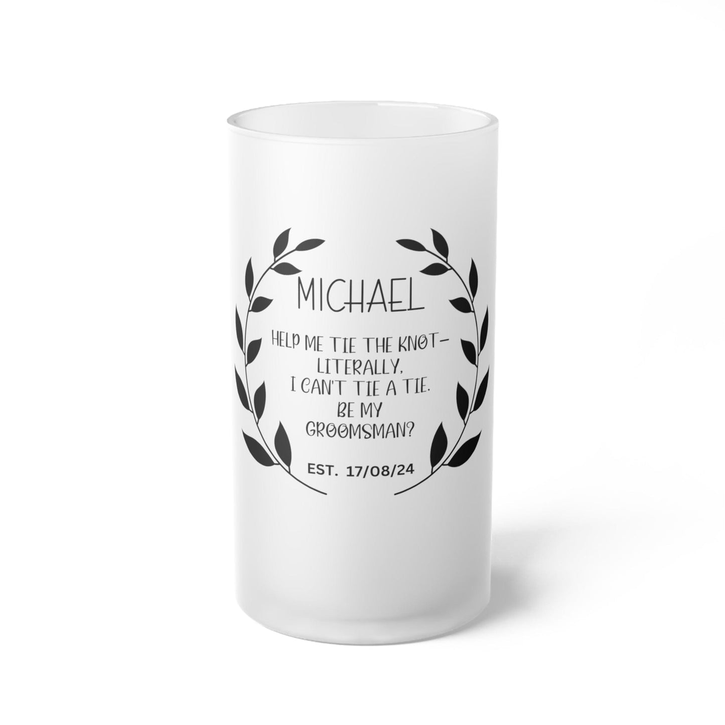 Custom Groomsmen Proposal Frosted Glass Beer Mug