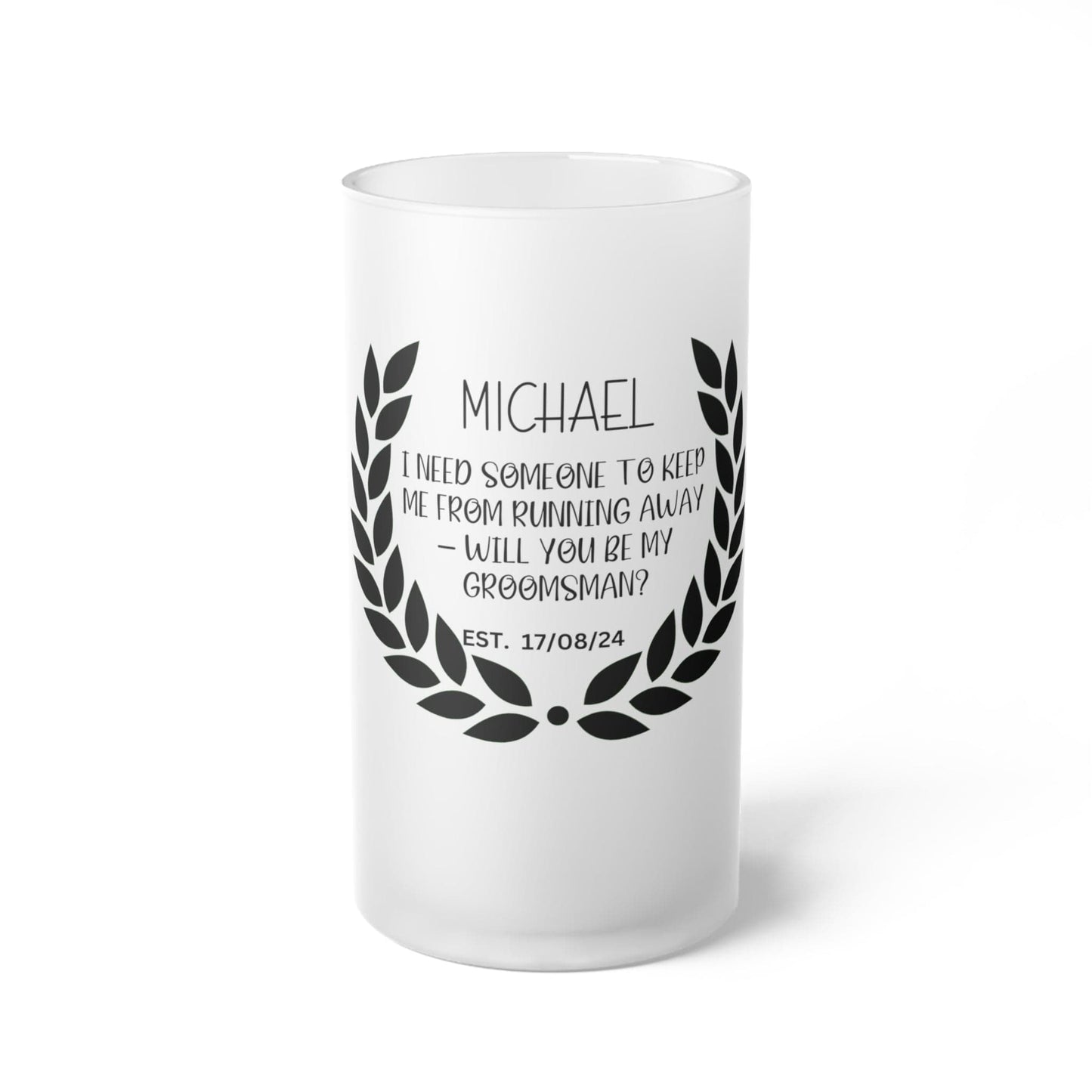 Custom Groomsmen Proposal Frosted Glass Beer Mug