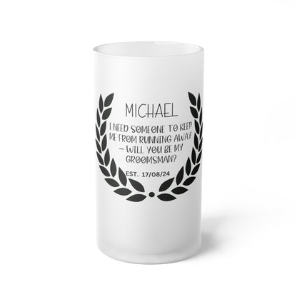 Custom Groomsmen Proposal Frosted Glass Beer Mug