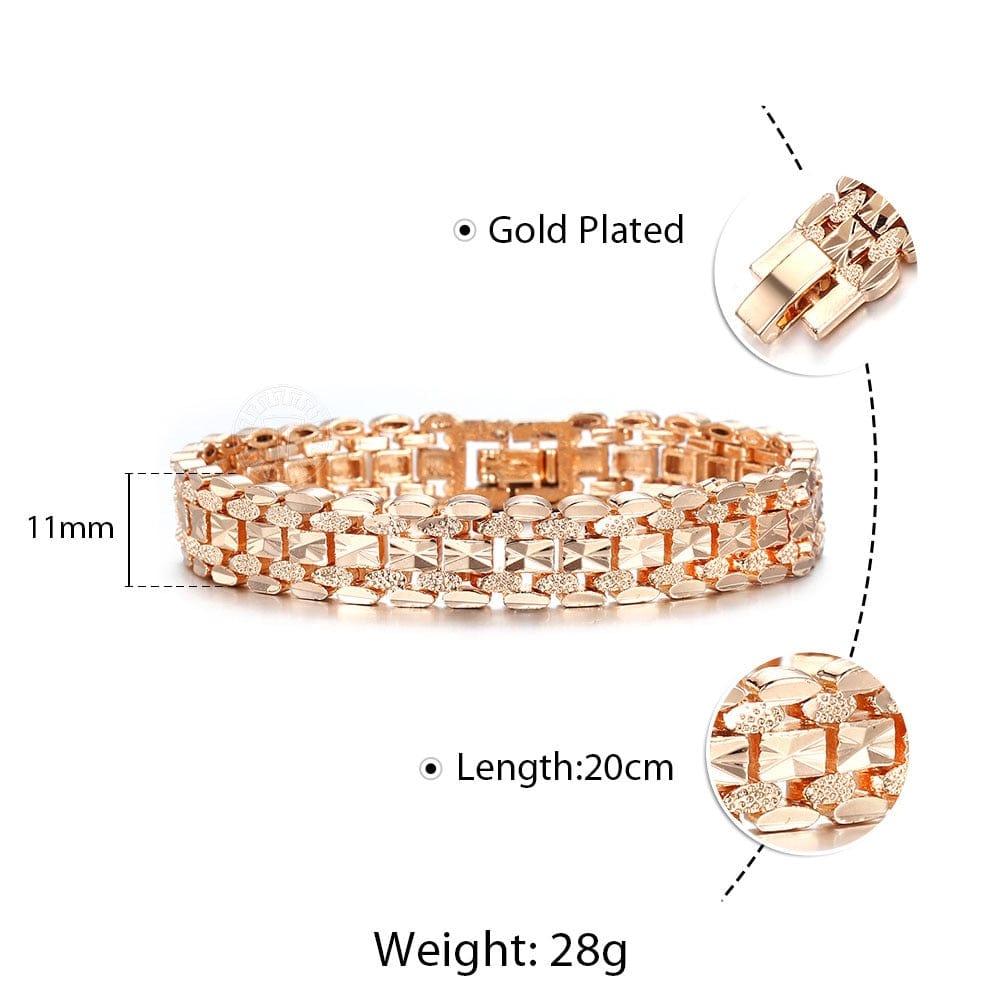 Rose Gold Color Figaro Curb Cuban Link Chain Bracelet for Women Men Smooth Wrist Jewelry Gifts Lobster Clasp