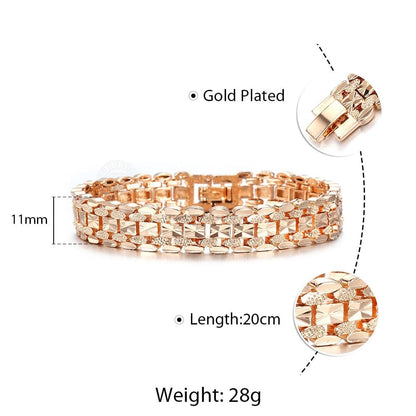Rose Gold Color Figaro Curb Cuban Link Chain Bracelet for Women Men Smooth Wrist Jewelry Gifts Lobster Clasp