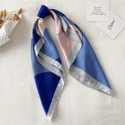 2023 Silk Shawl Print Headscarf Hair Wrap Neckerchief Female Satin Square Scarf For Women Headband Foulard
