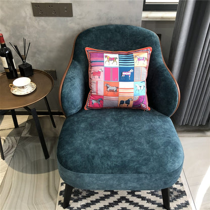 New Silk Pillowcase Brand Design Plaid Horse Sofa Throw Pillow Chair Car Cushion Cover Home Decoration Fashion Pillow