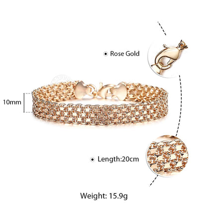 Rose Gold Color Figaro Curb Cuban Link Chain Bracelet for Women Men Smooth Wrist Jewelry Gifts Lobster Clasp
