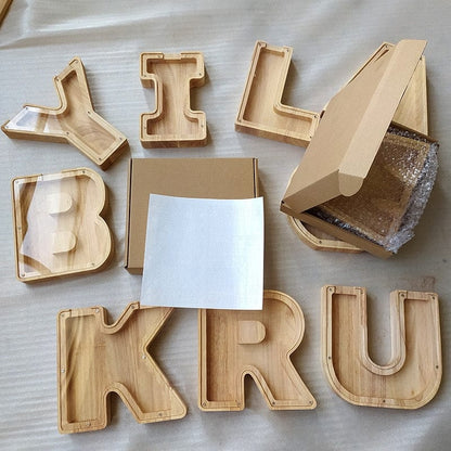 Custom Letter Wooden Piggy Bank
