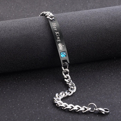 His Queen Her King Crystal Couple Bracelet
