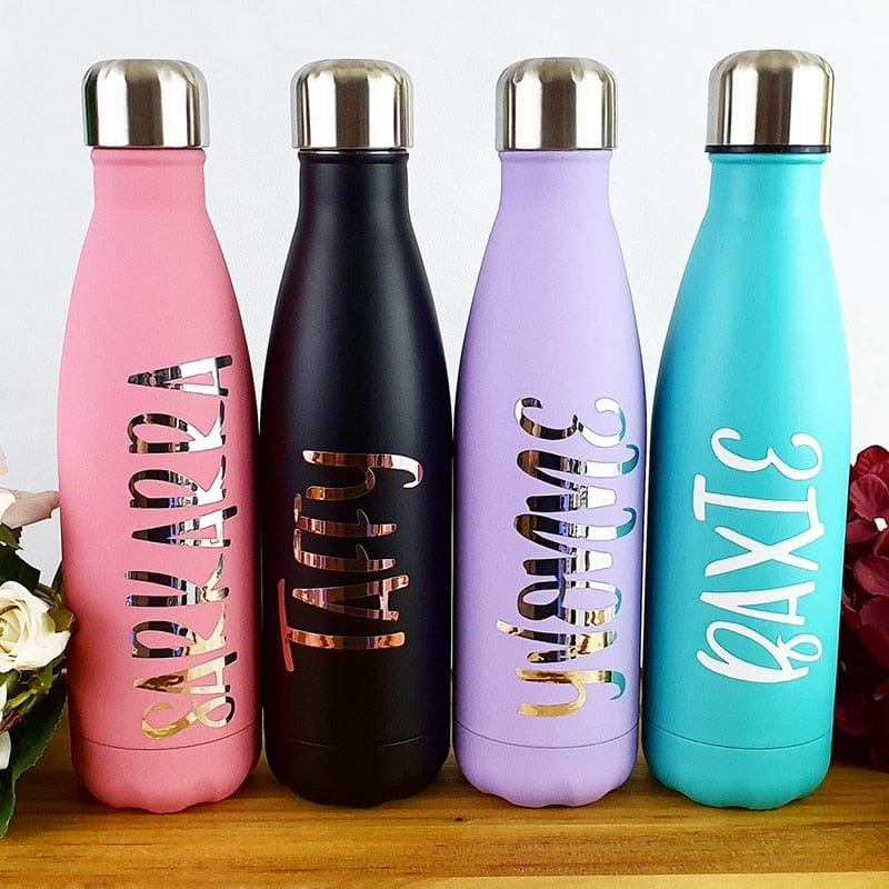 Personalized Text Logo Stainless Steel Thermos Bridesmaid Custom Cup Bachelorette Party Gifts Favors Proposal 500ml Water Bottle