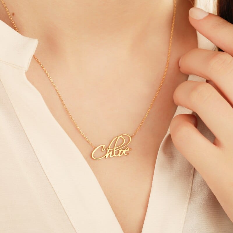 Personalized Cursive Name Necklace Popular Style Personalized Nameplate Pendant Stainless Steel Initials Letter Necklace Alphabet Jewelry