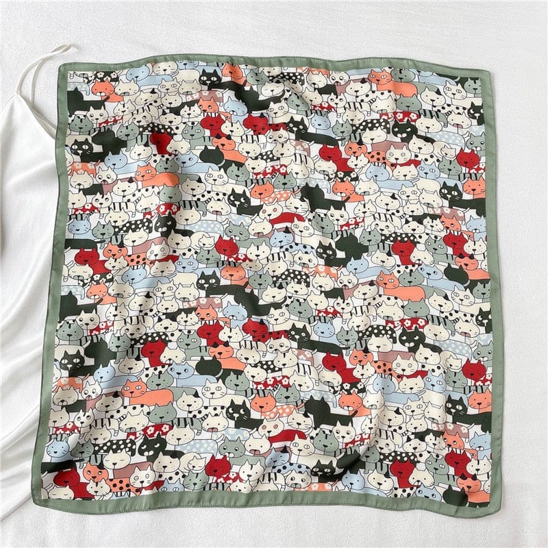 2023 Silk Shawl Print Headscarf Hair Wrap Neckerchief Female Satin Square Scarf For Women Headband Foulard