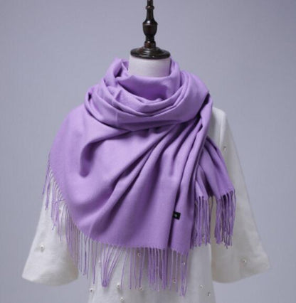 Women Solid Color Scarves With Tassel Lady Winter Autumn Long Scarf Warm Female Shawl Sale Men Scarf