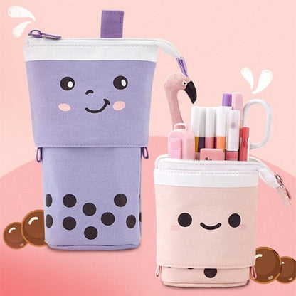 Kids Creative Retractable cat pencil case school stationery bag Kawaii Pencil cases canvas big cute pen holder gifts for kids pen bag