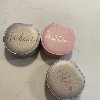 Personalized Jewelry Box Custom Bridesmaid Gift Travel Jewellery Case PU Leather Ring Box Bridal Party Anniversary Gift