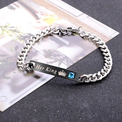 His Queen Her King Crystal Couple Bracelet