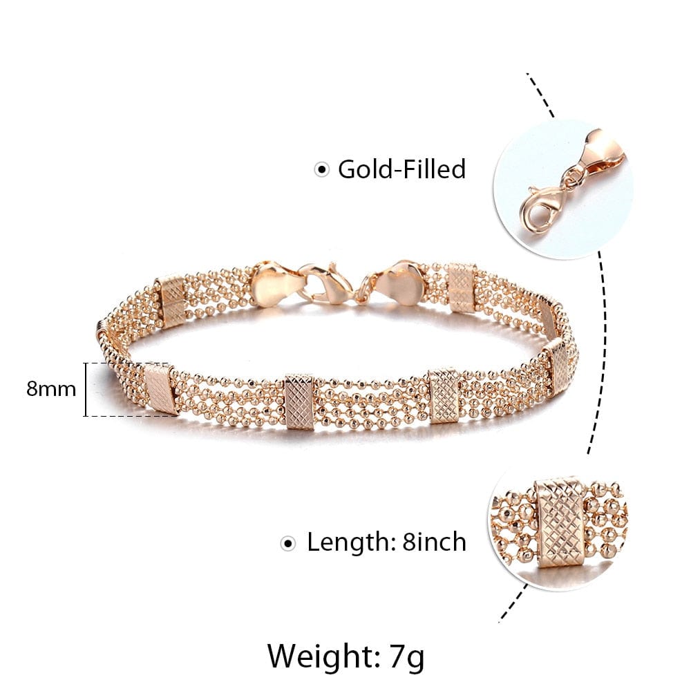 Rose Gold Color Figaro Curb Cuban Link Chain Bracelet for Women Men Smooth Wrist Jewelry Gifts Lobster Clasp