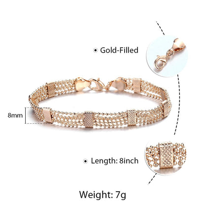 Rose Gold Color Figaro Curb Cuban Link Chain Bracelet for Women Men Smooth Wrist Jewelry Gifts Lobster Clasp