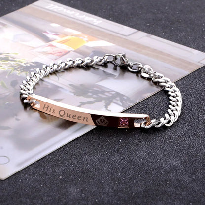 His Queen Her King Crystal Couple Bracelet