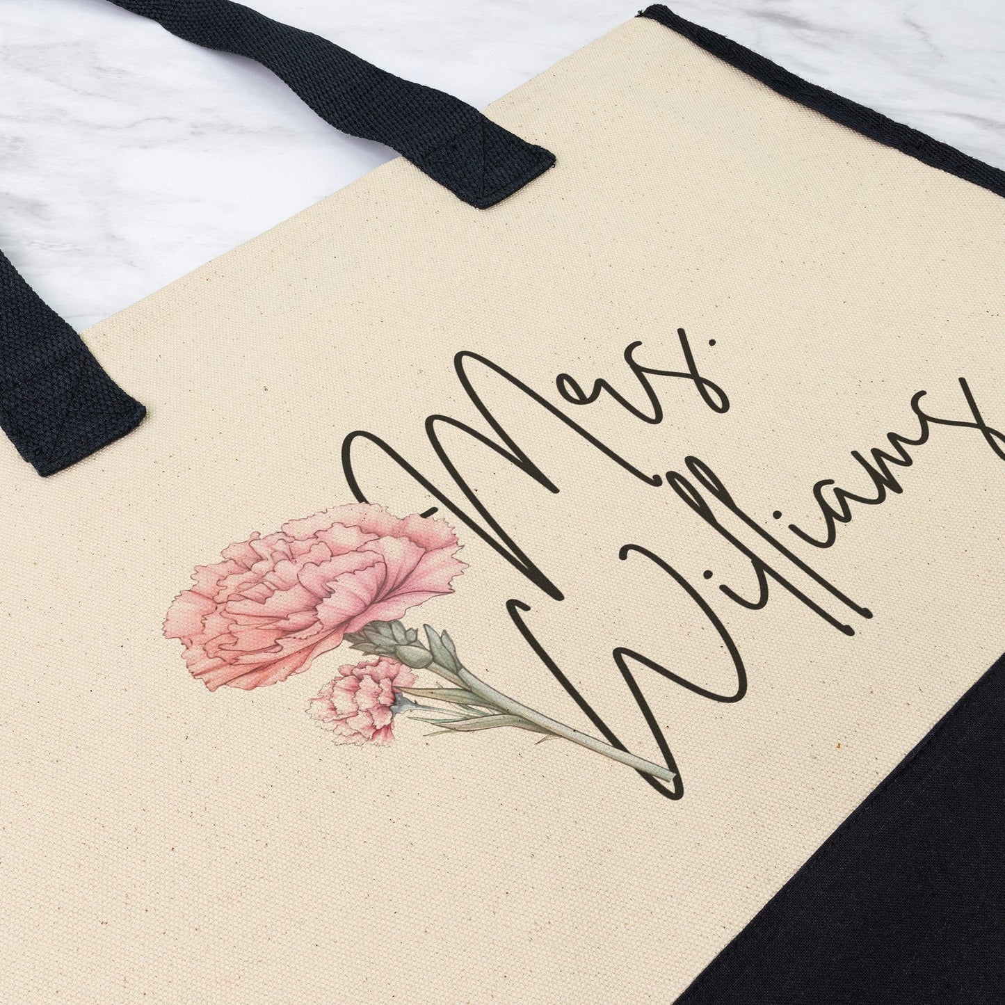 Custom Bride Name January Birthflower Totebag