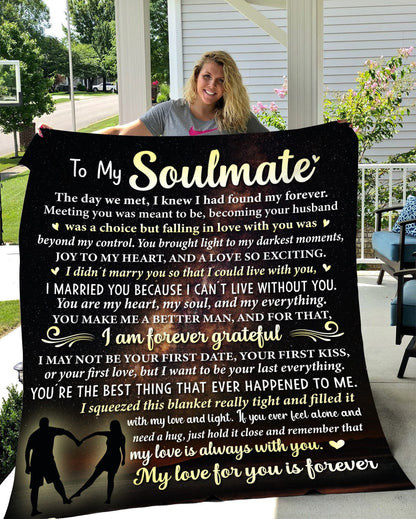 To My Soulmate - Forever Grateful Large 60x80 Inches Sherpa Blanket