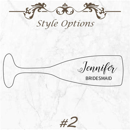 Personalised Bridesmaid Champagne Flute White Glass