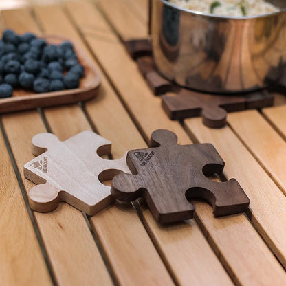 Walnut/Beech Cup Mat Jigsaw Puzzle Insulated Wood Cup Coaster Tea Coffee Cup Pad Placemats Decor Wood Coasters Kitchen Placemat