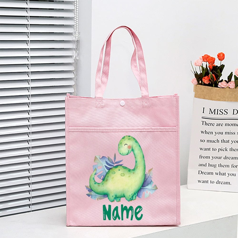 Personalized Animal with Name Kids Library Tote Bags Homeschool Cute  Reading Books Bag Children School Bag Kids Birthday Gifts